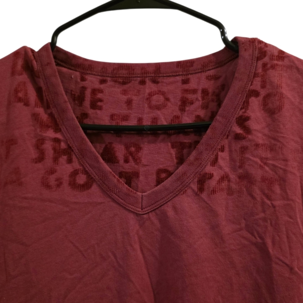 Maison Margiela Aids Awareness T Shirt V Neck Burgundy Size L - Picture 4 of 10